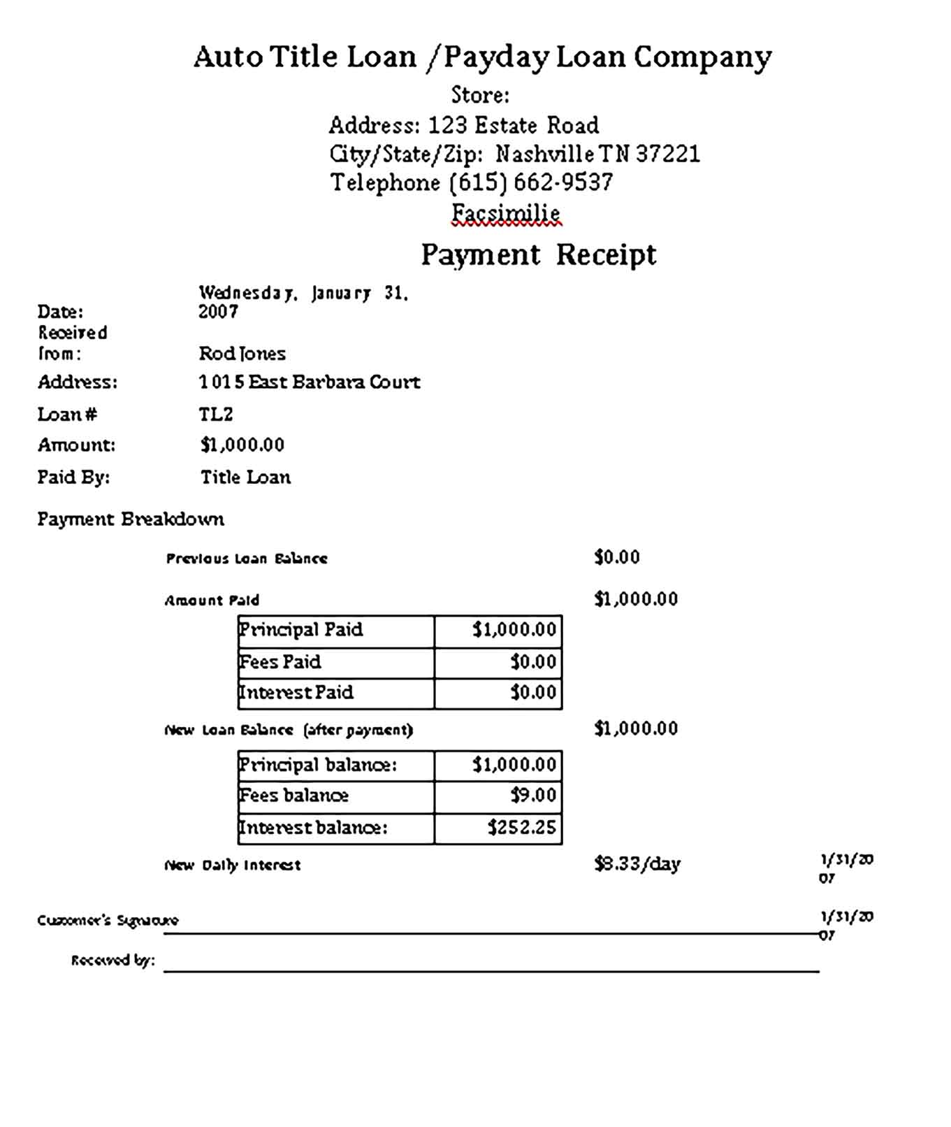 Sample Company Payment Templates