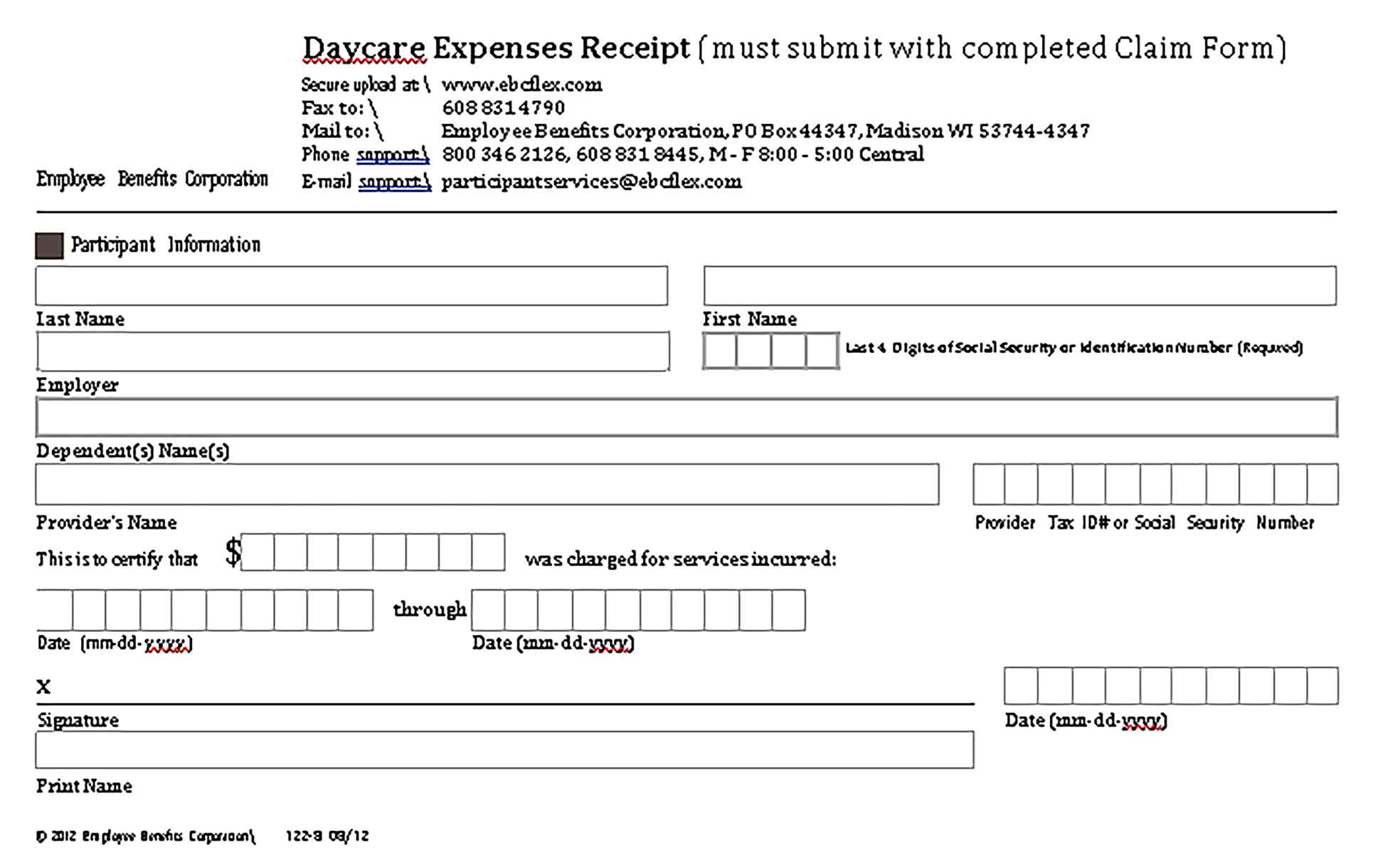 Sample Day Care Expense Templates