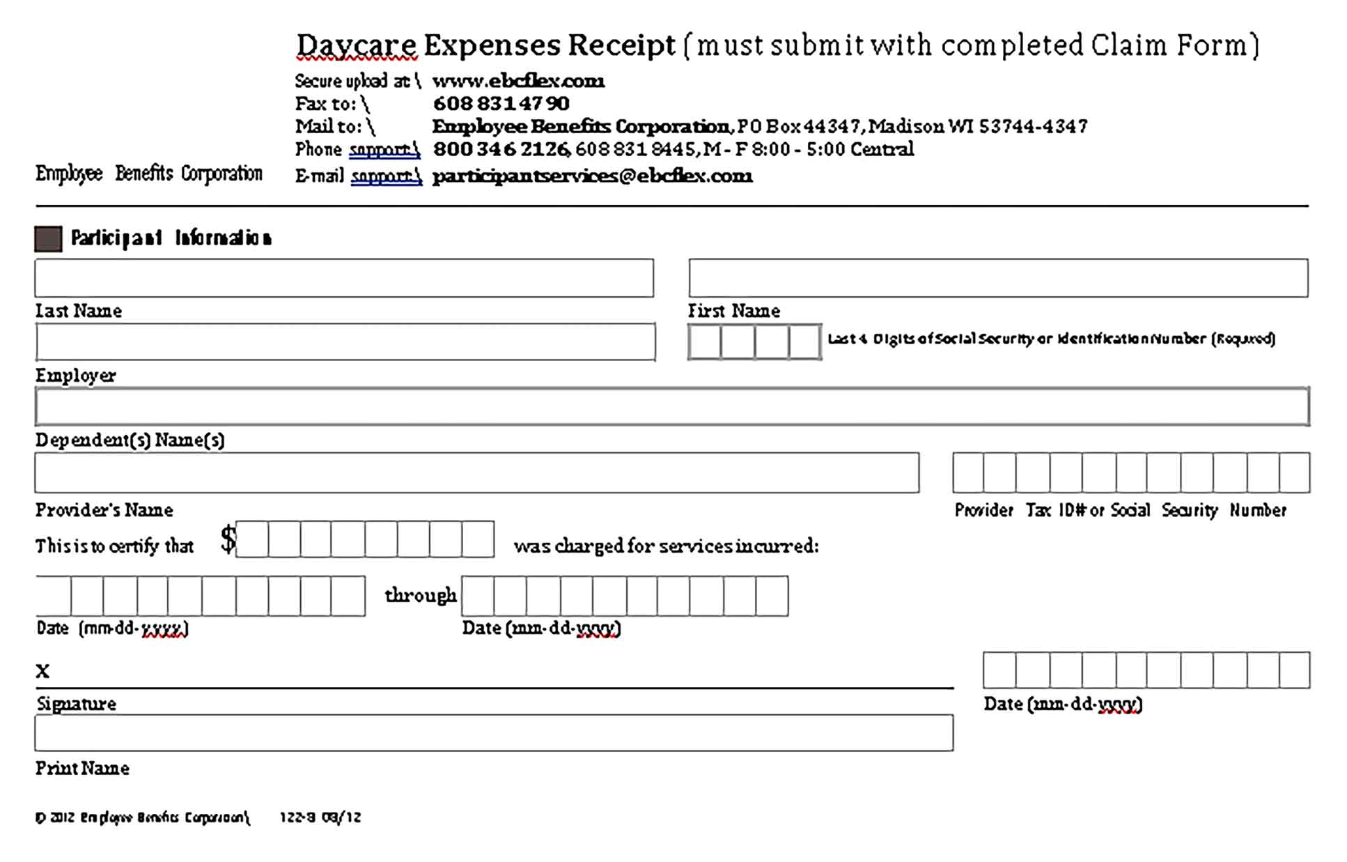Sample Daycare Expenses Receipt Templates 1