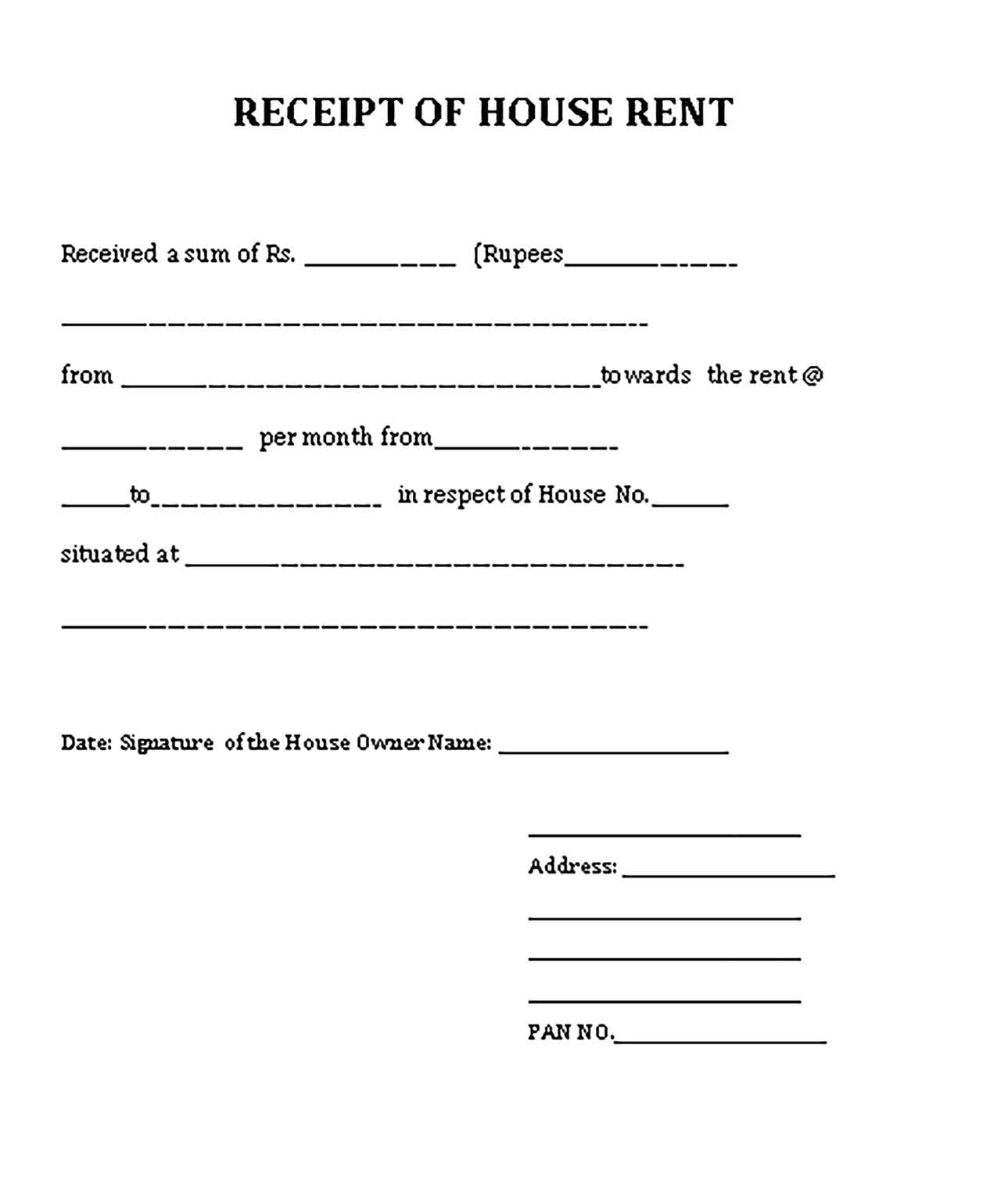 Sample House Rent Receipt Templates 3