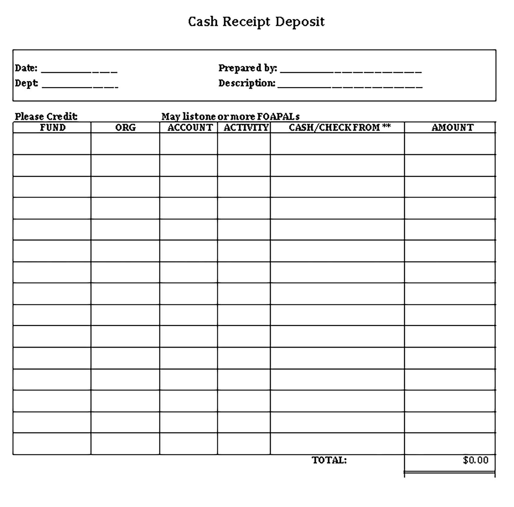 Sample Money Deposit Receipt 1 Templates