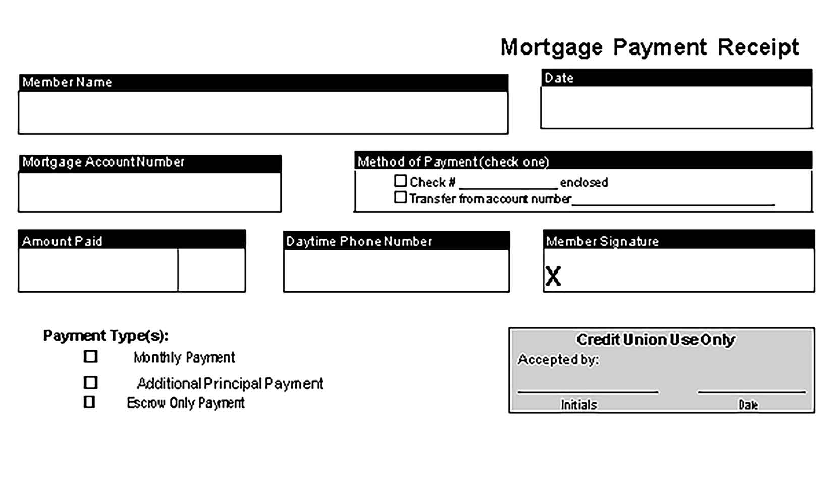 Sample Mortgage Payment Receipt Templates