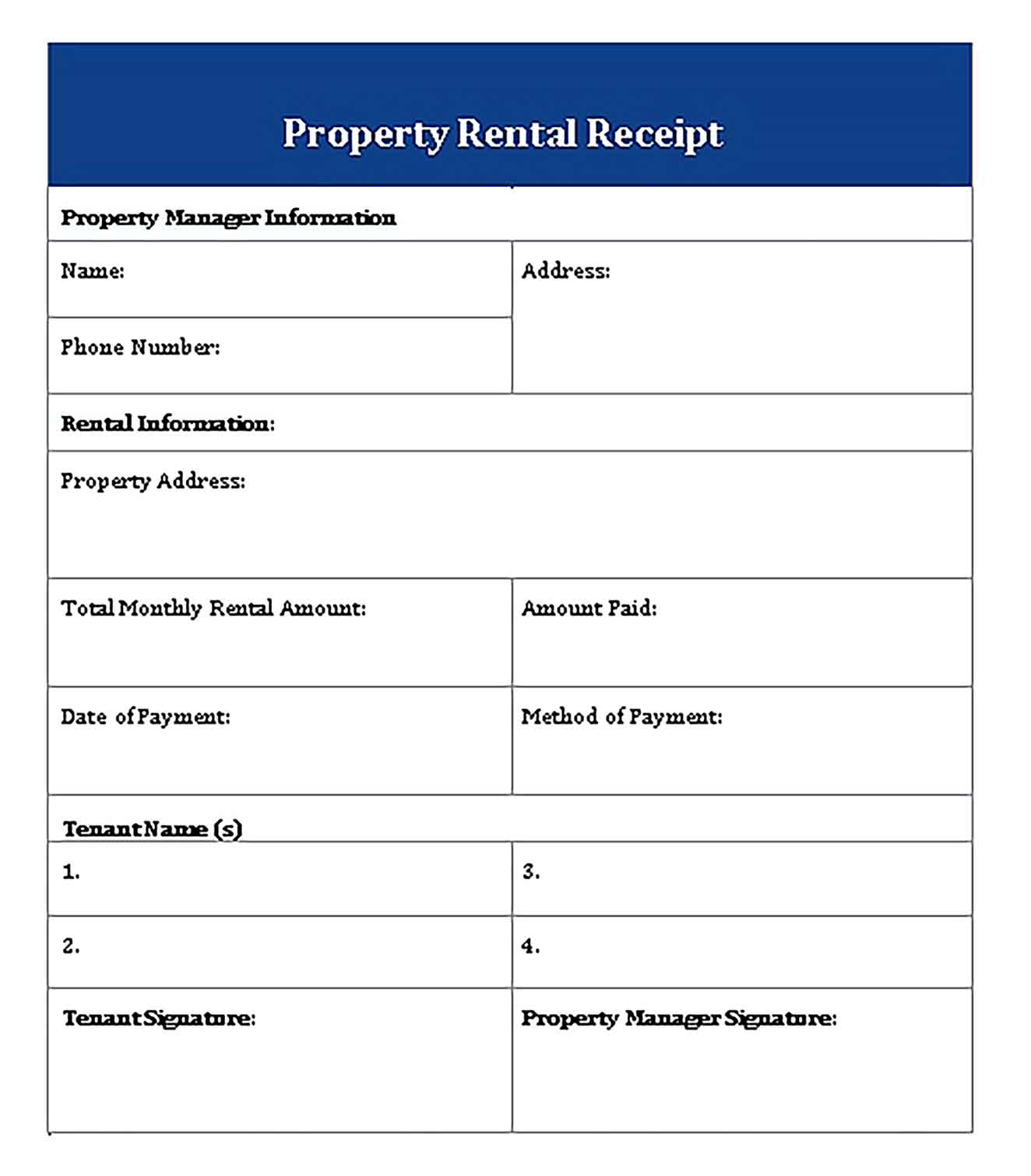 Sample Property Rental Receipt Templates 3