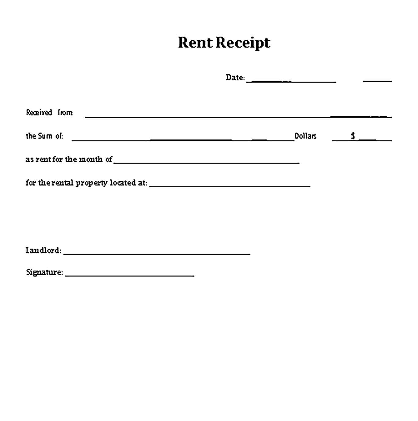 Sample Rental Property Rental Receipt Templates