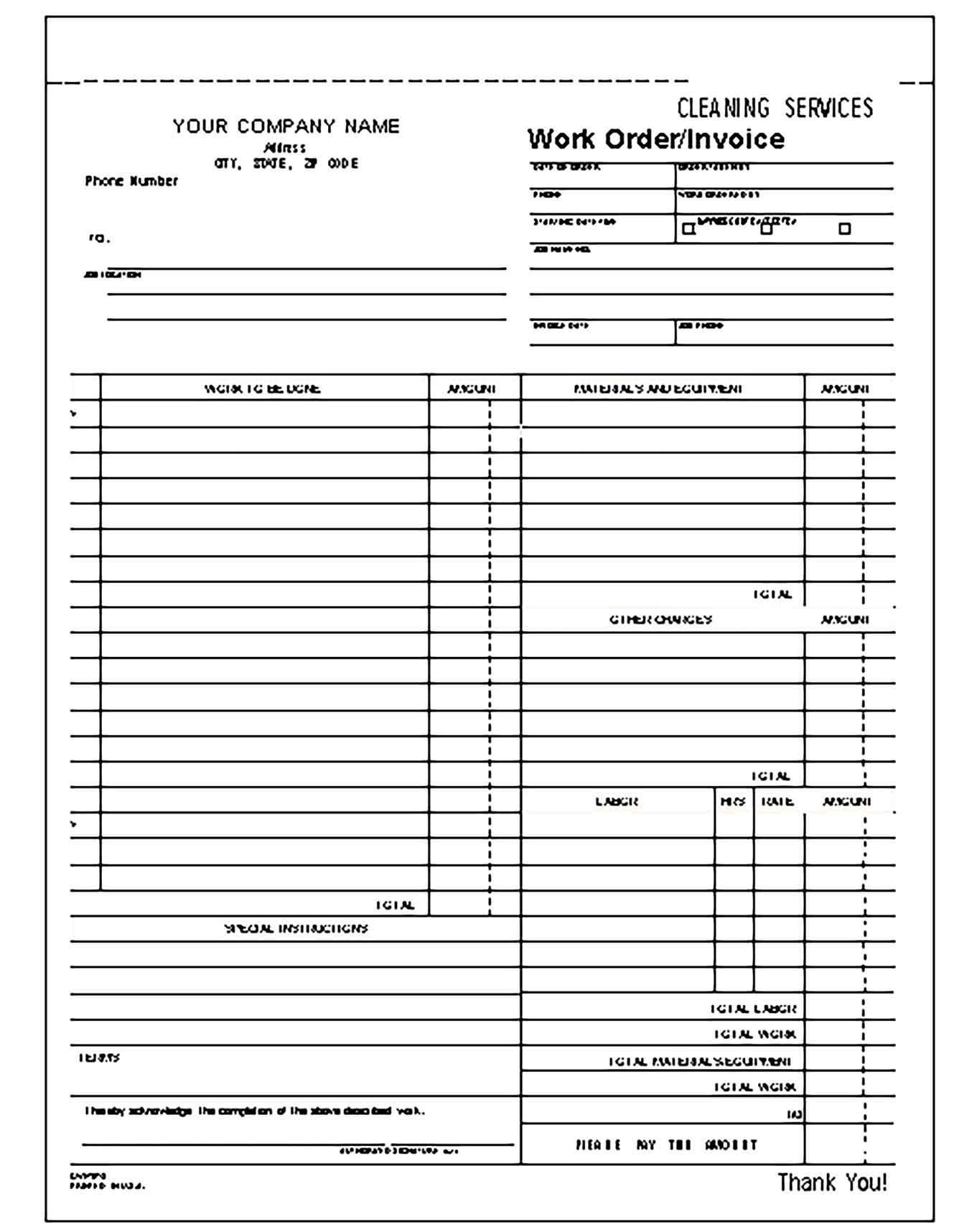 Sample Templates Cleaning Company Invoice