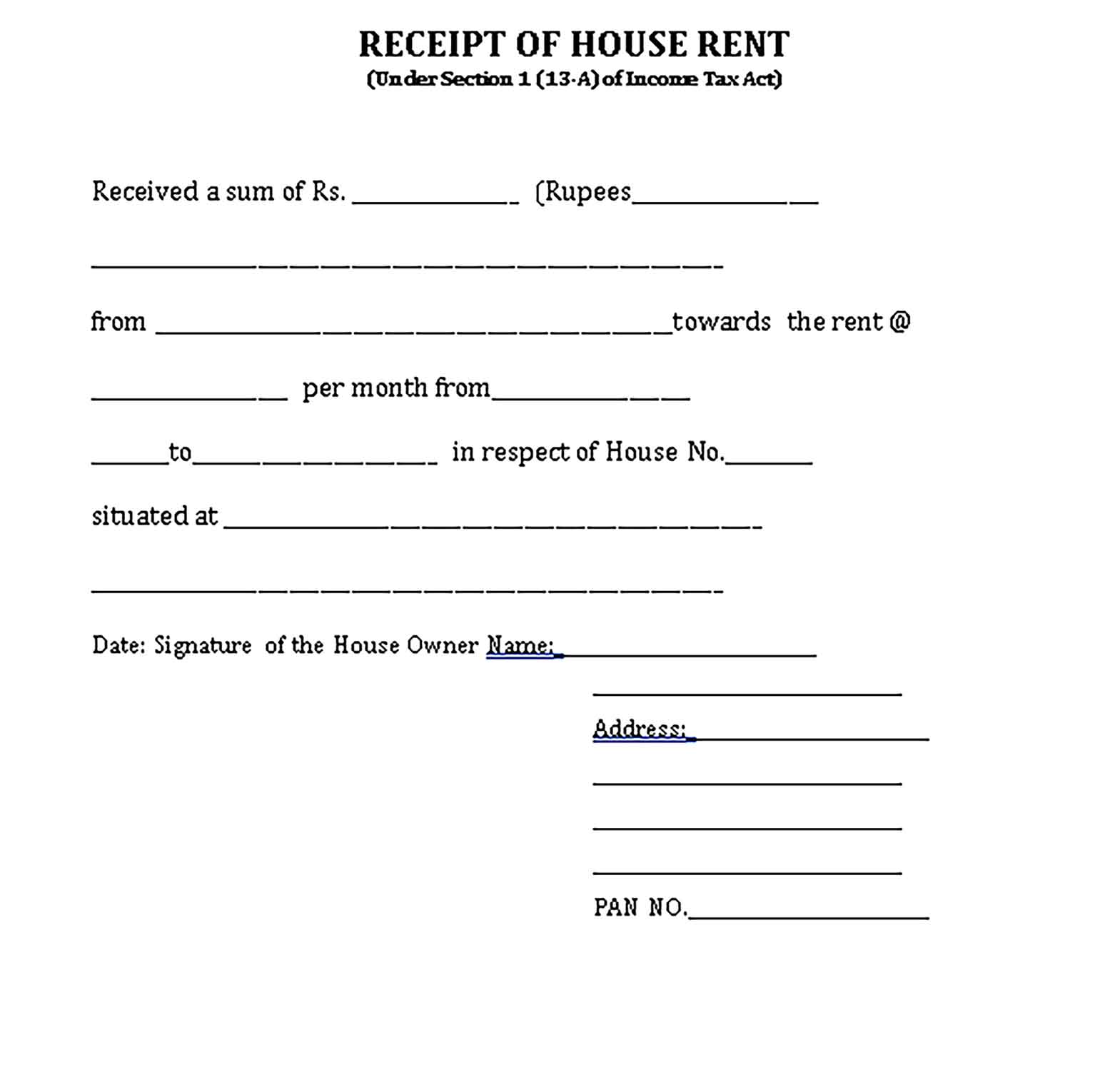 Sample Templates House Rental Invoice