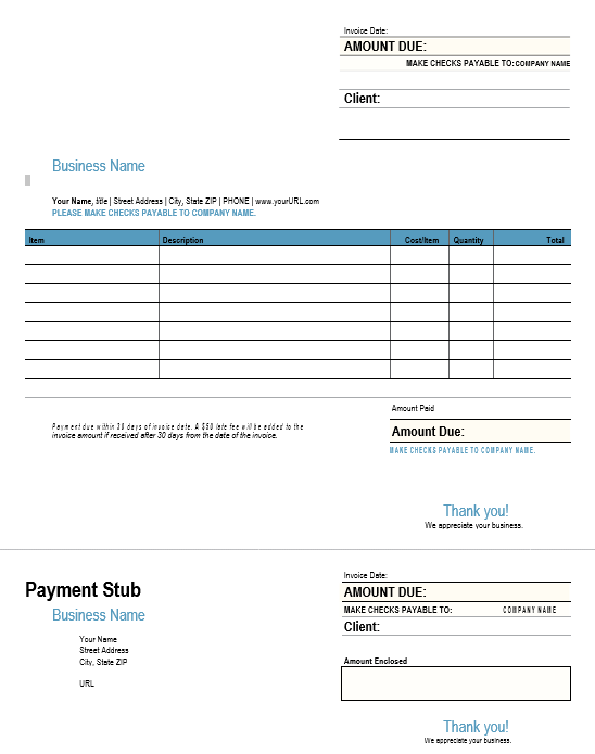 Sample Templates Invoice