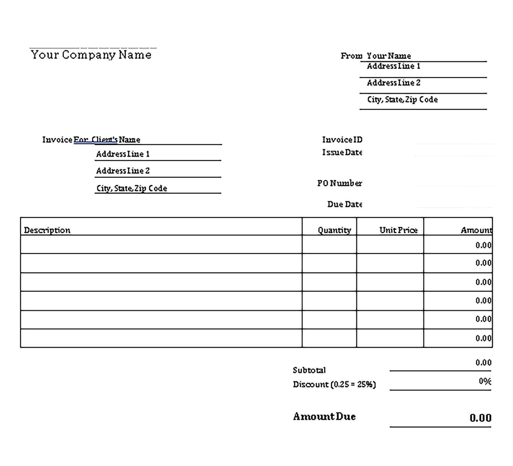 Sample Templates Professional Invoice