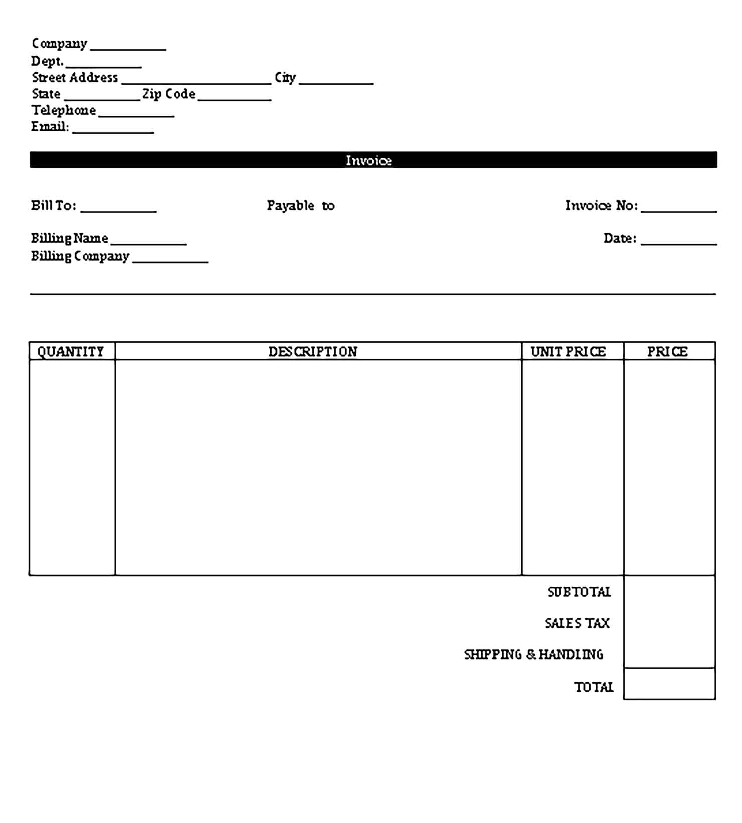 Sample Templates Simple Personal Invoice