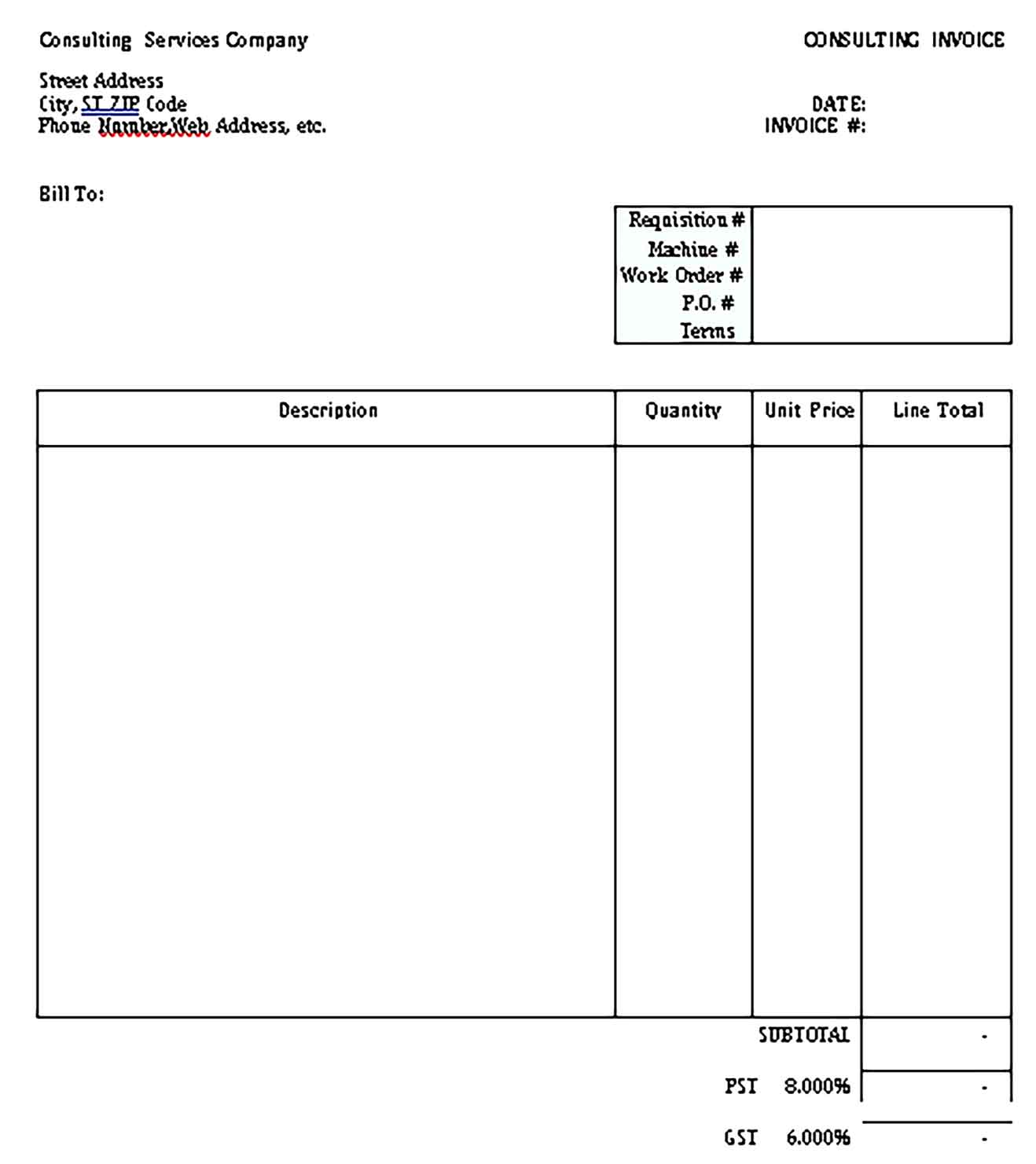 Sample Templates independent consultant invoice