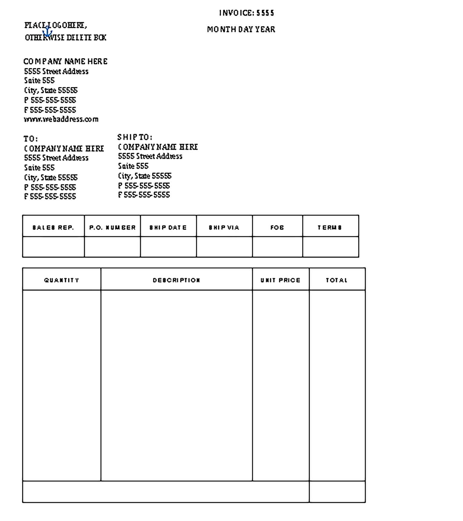 Sample Templates medical invoice word