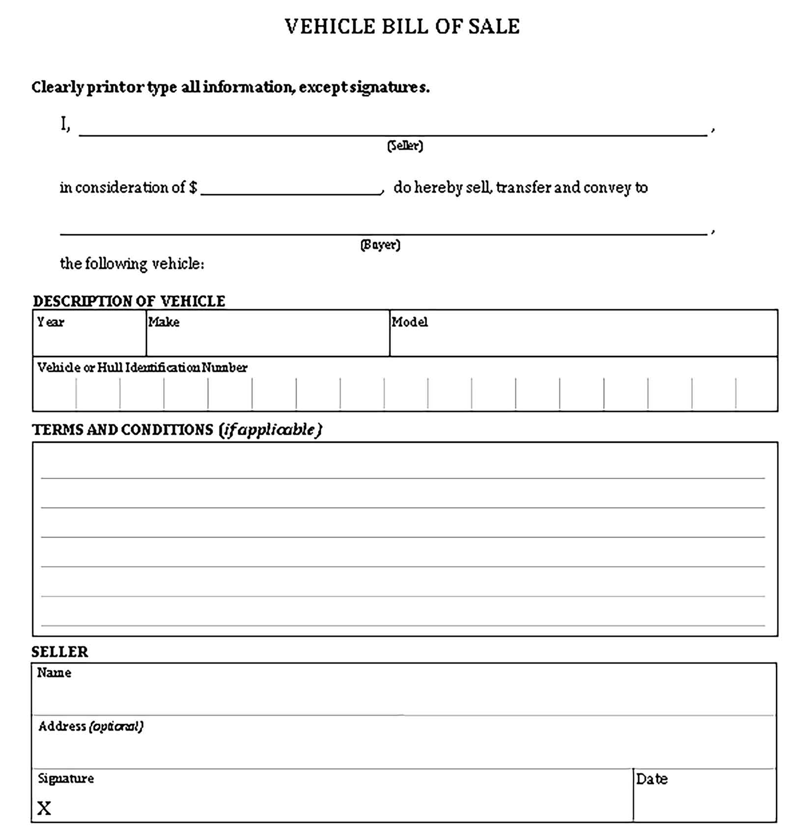 Sample Templates ny vehicle bill of sale