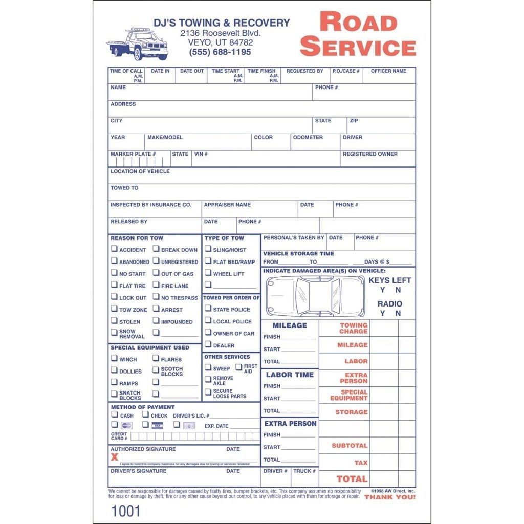 Sample Towing Invoice Templates