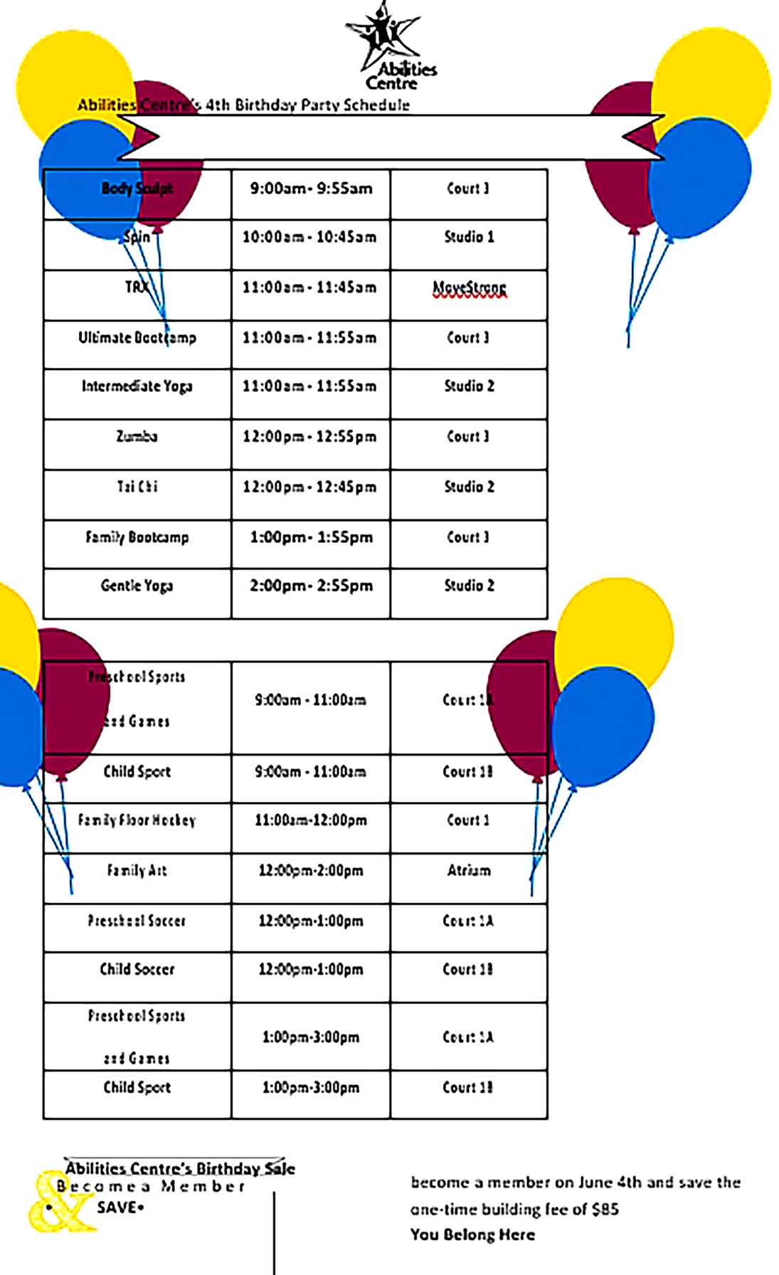 Template Birthday Party Schedule Sample