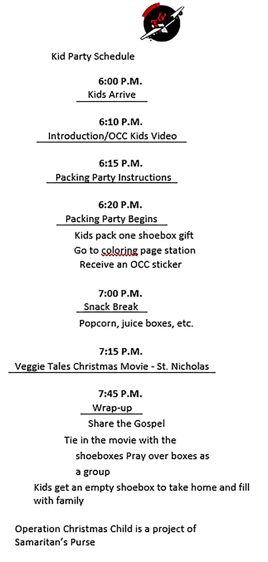 Template Kids Party Schedule Sample