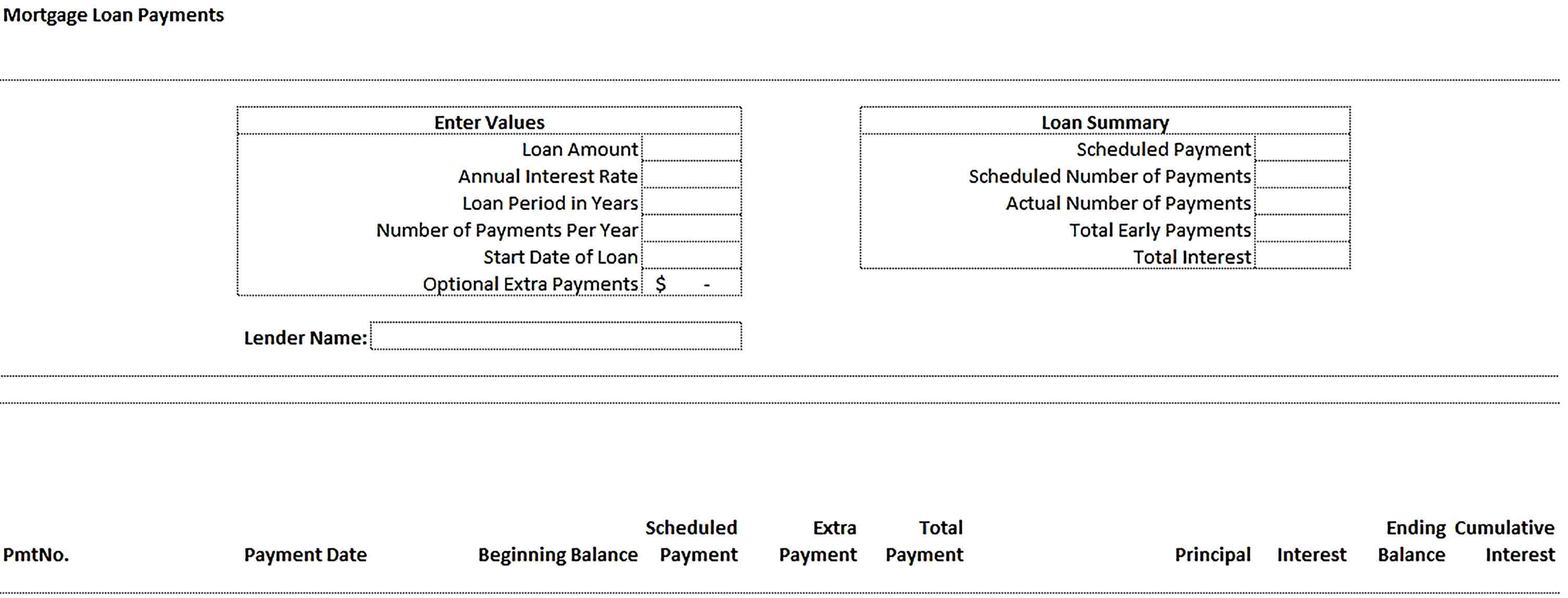 Template Loan Amortization Schedule in Excel Sample