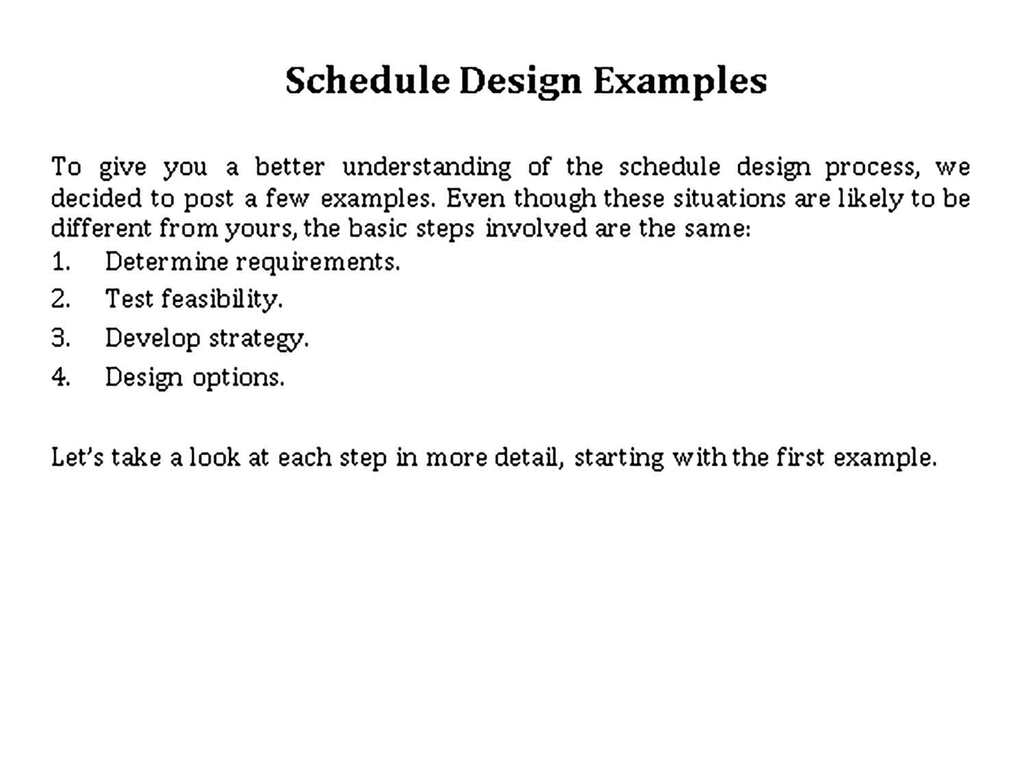 Template Schedule Design Sample