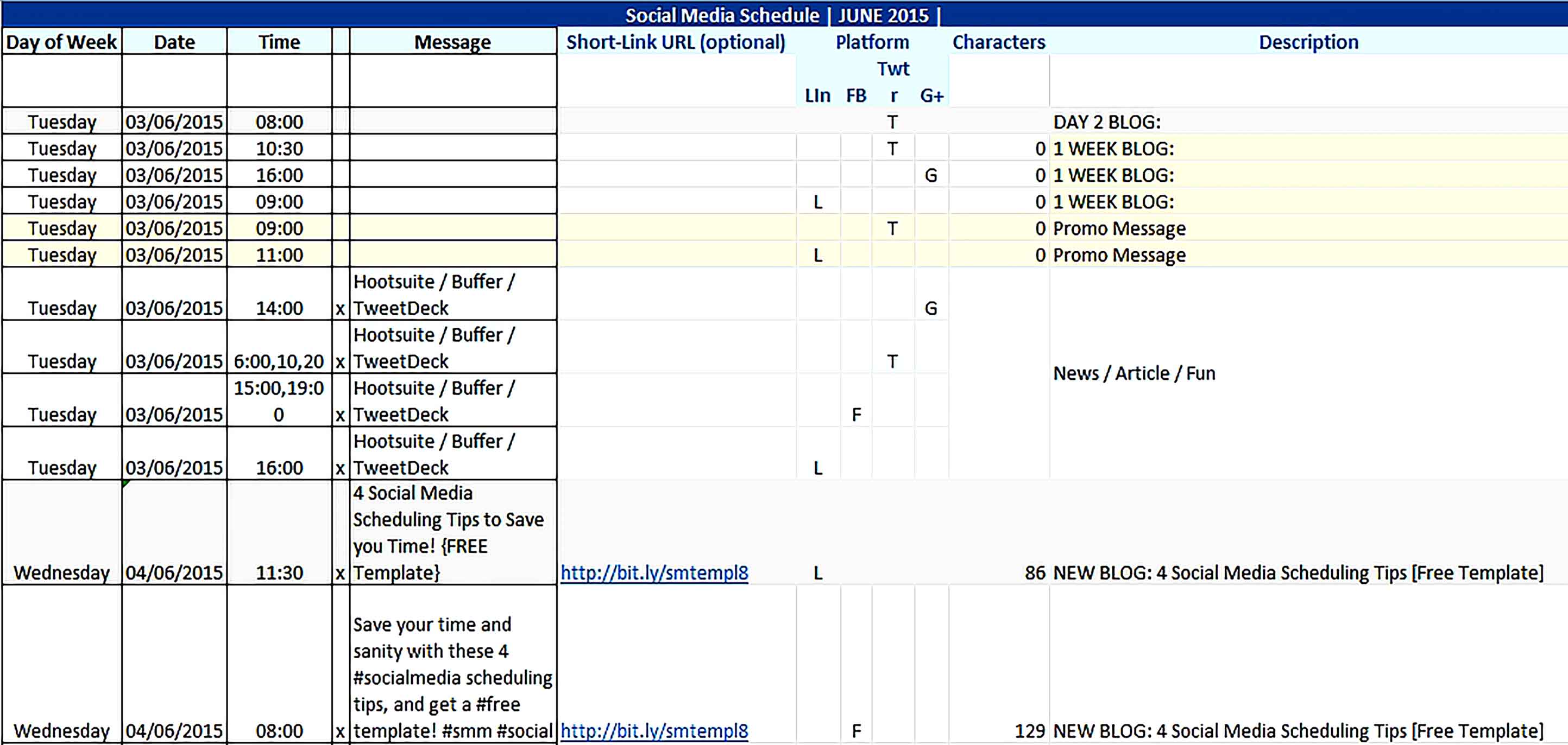 Template Social Media Scheduling Sample