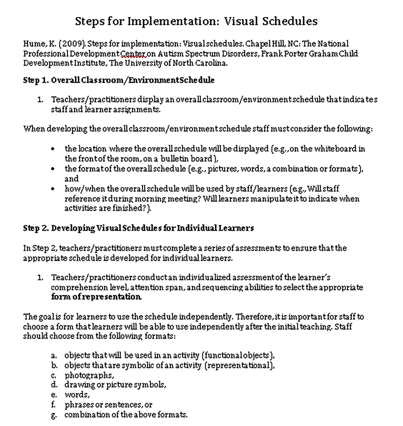 Template Visual Schedule Implementation Guide Sample