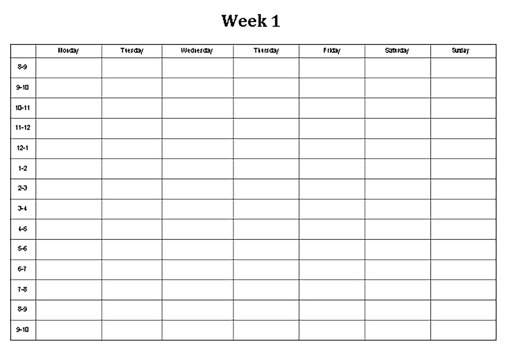 Template Weekly Study Schedule Format Sample