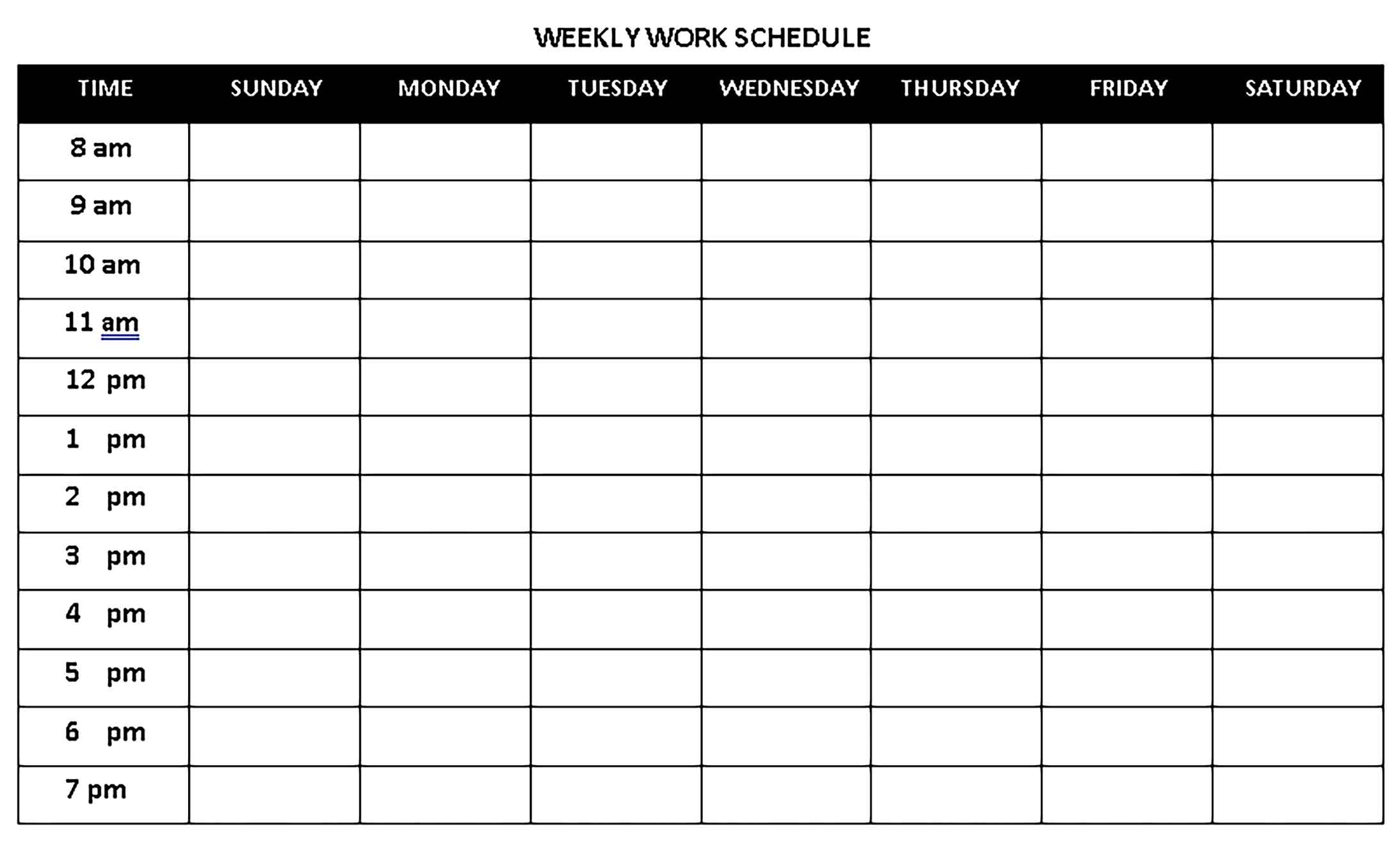 Template Weekly Work Sample