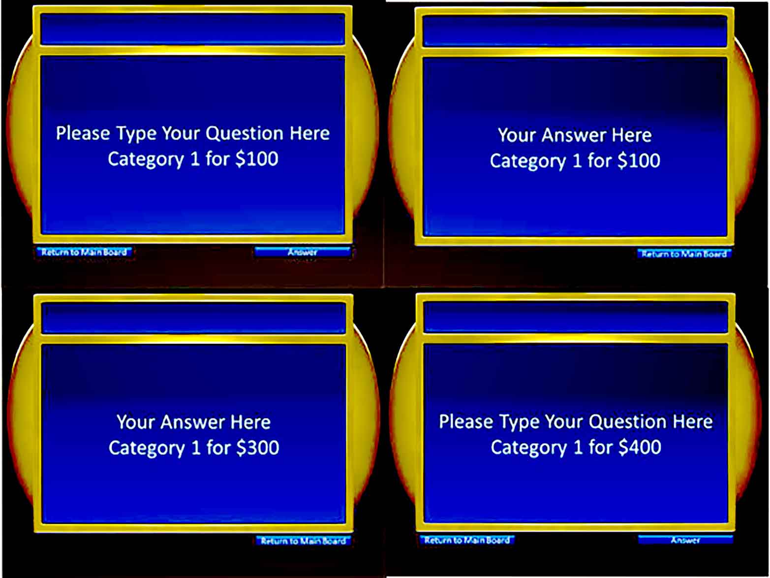 6 Category Question Jeopardy Keynote Template
