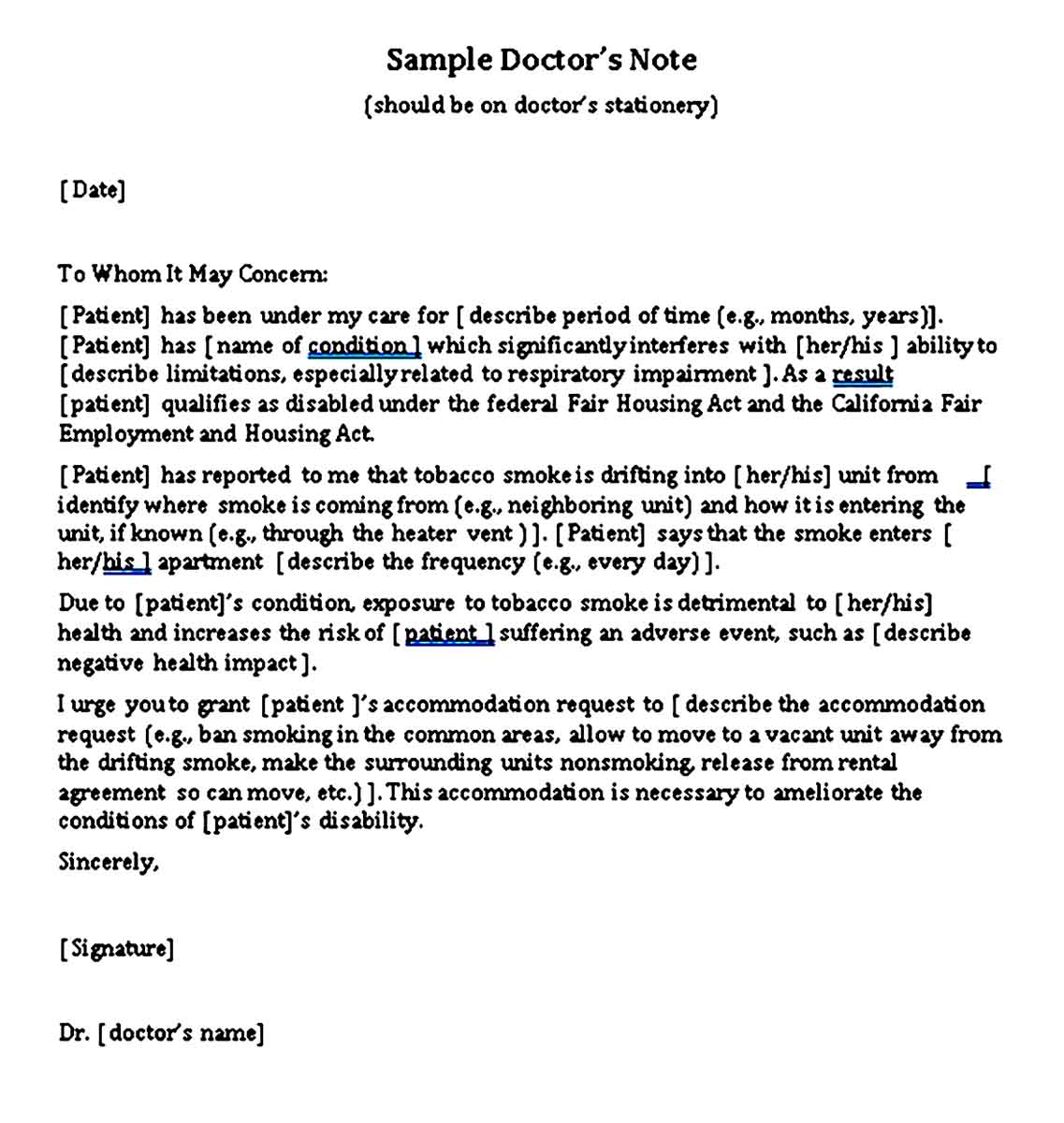 Doctors Note Template Free Download