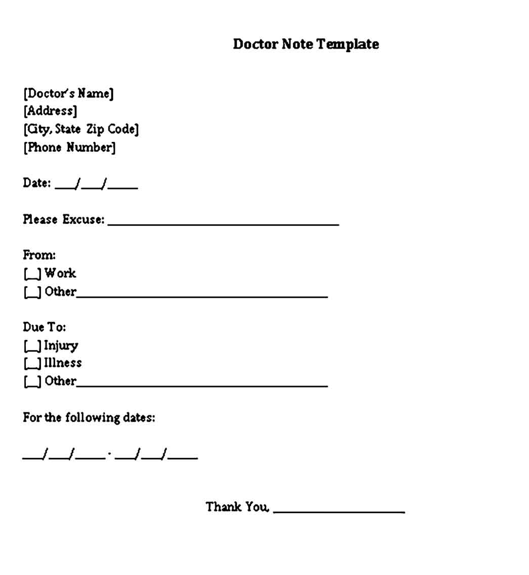 Medical Doctor Note for Employe Free Word Download 1