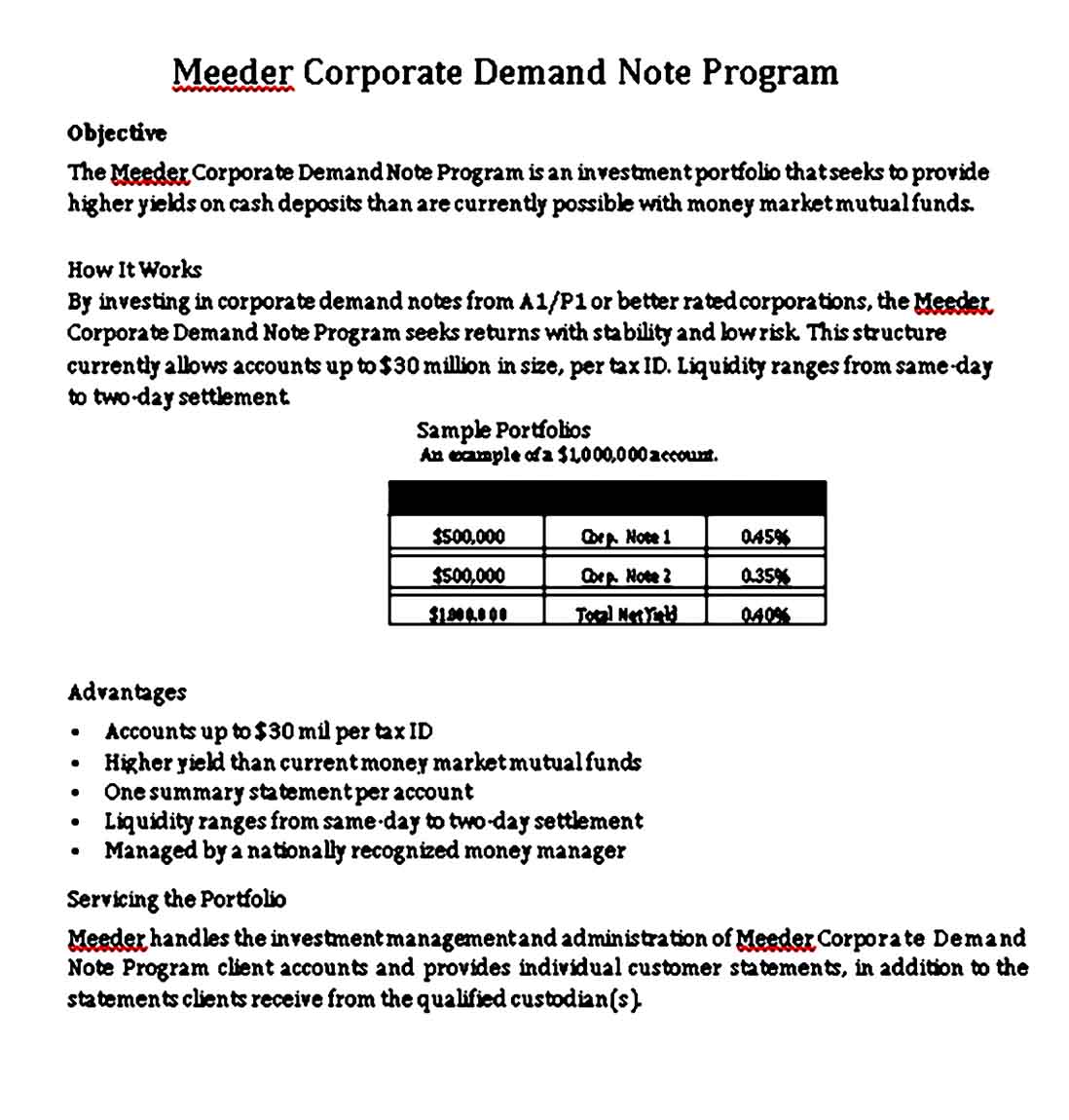 Meeder Corporate Demand Note Free PDF Download