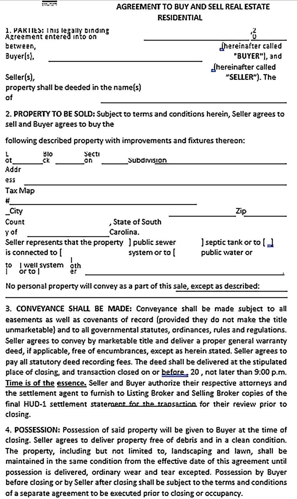 Sample Agreement To Buy Sell Real Estate Format