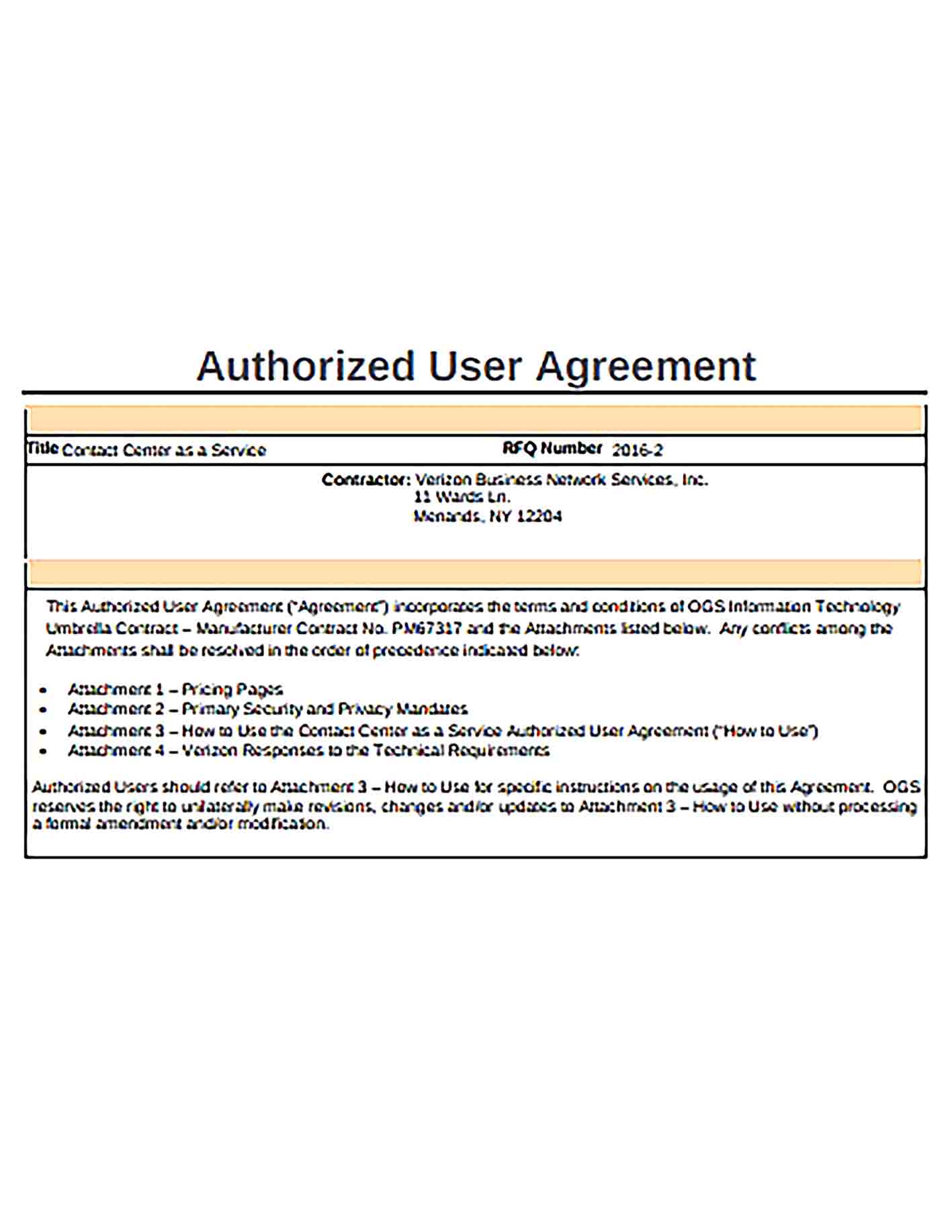 Sample Authorised Agreement