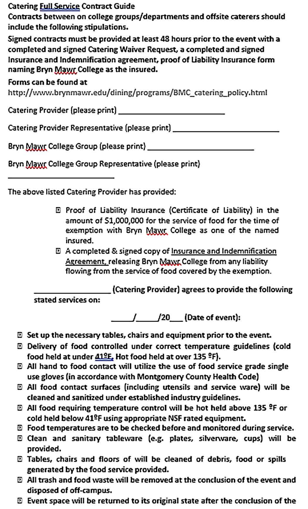 Sample Catering Service Contract Agreement