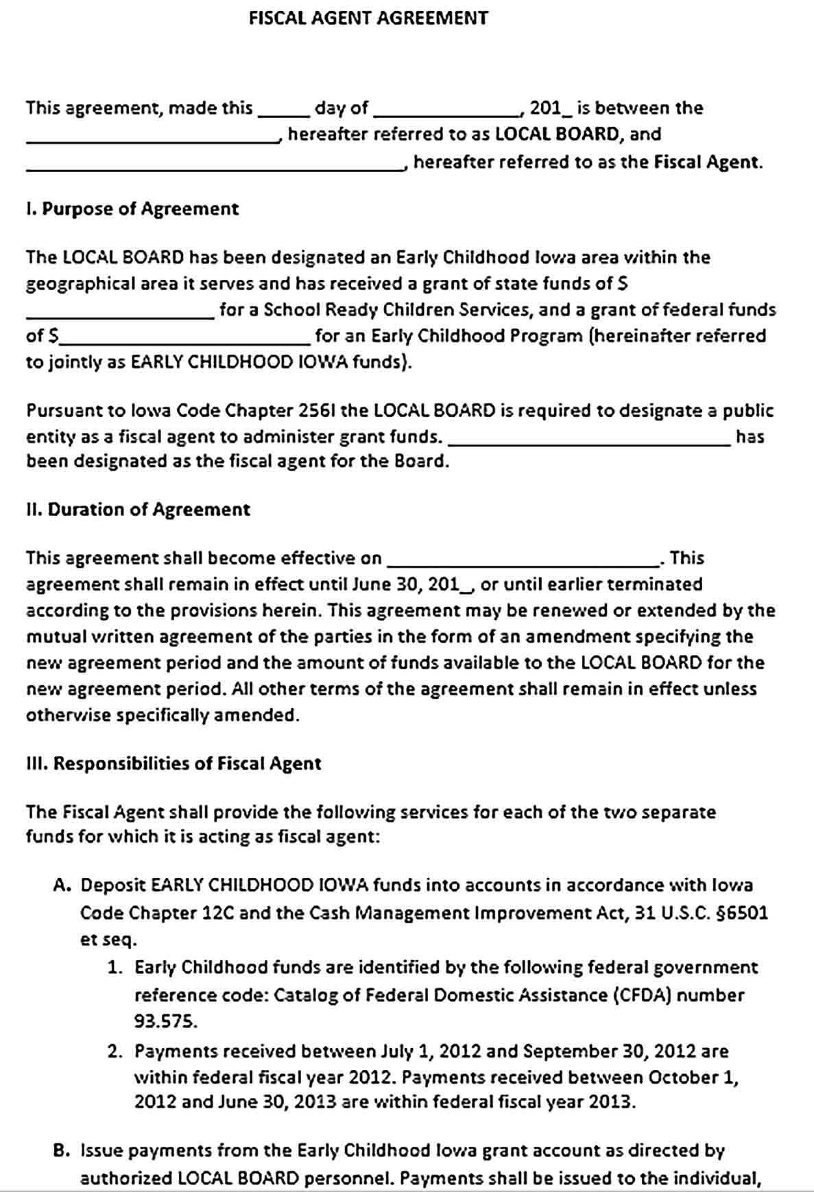 Sample Fiscal Agent Agreement