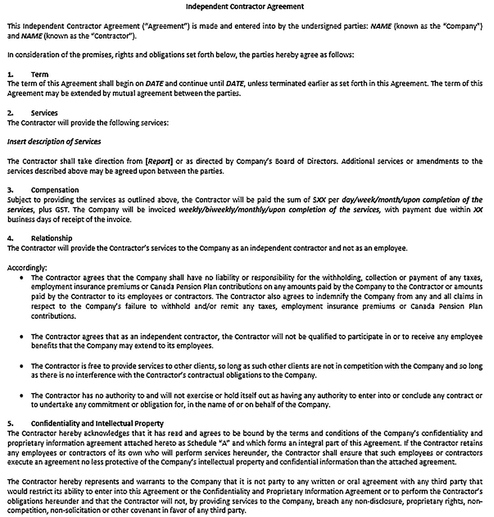 Sample Independent Contractor Agreement 002