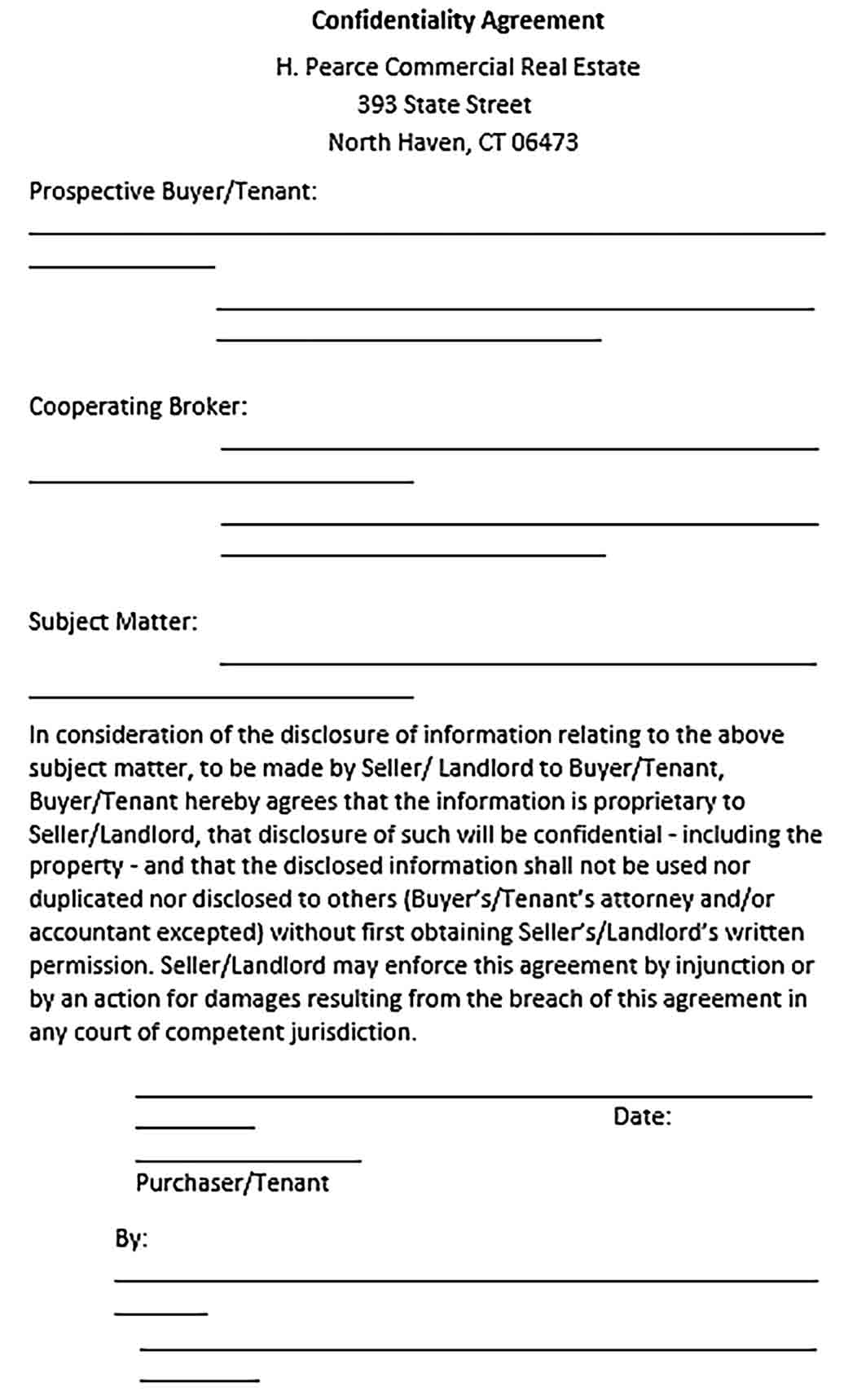 Sample Landlord Confidentiality Agreement
