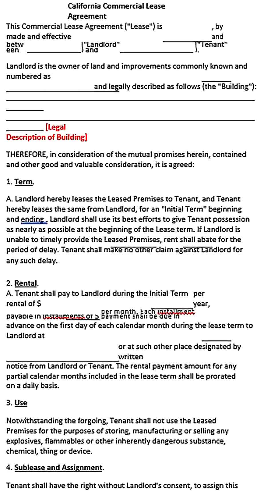 Sample Lease Commercial Agreement