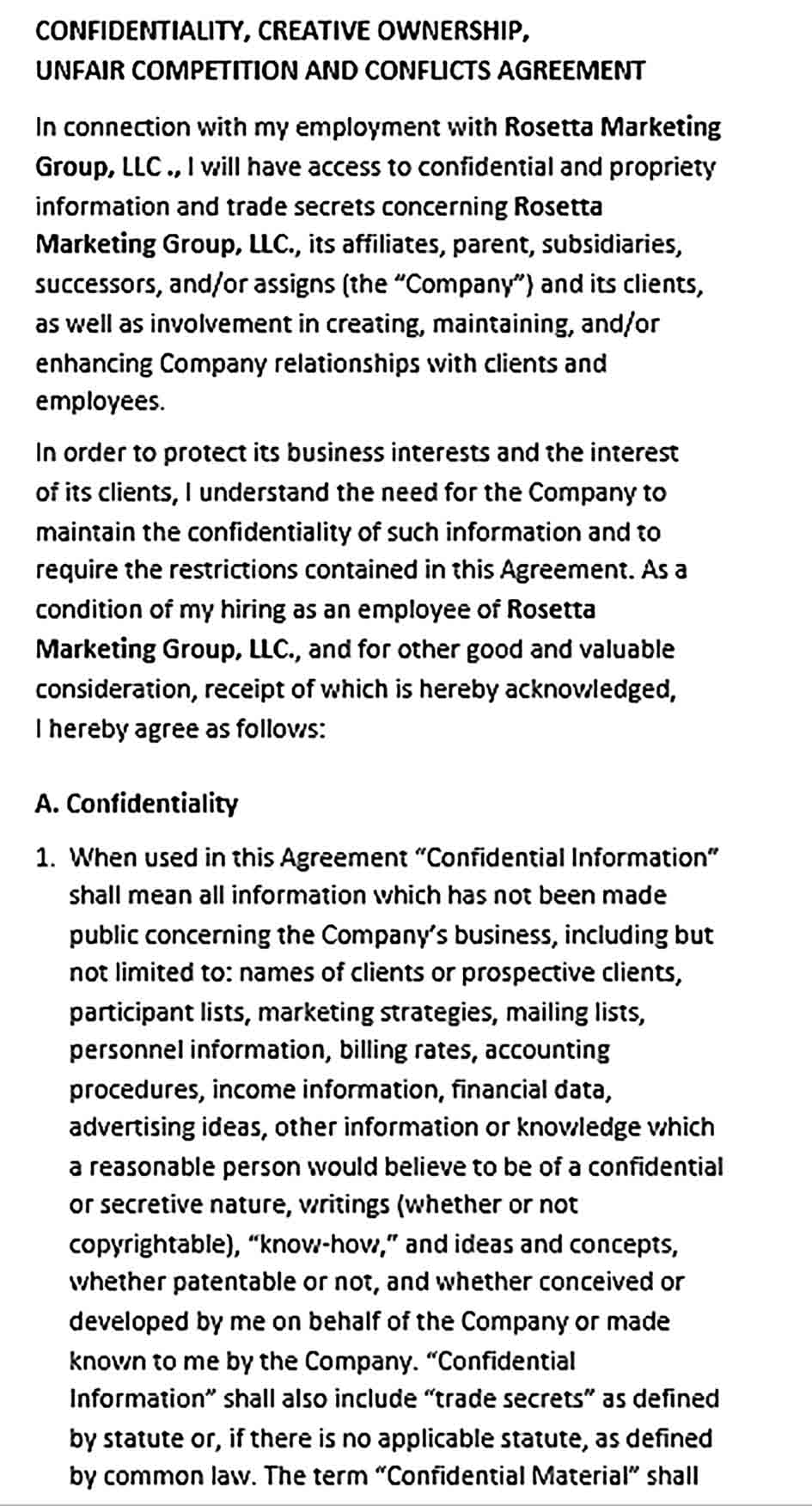 Sample Legal Confidentiality Agreement