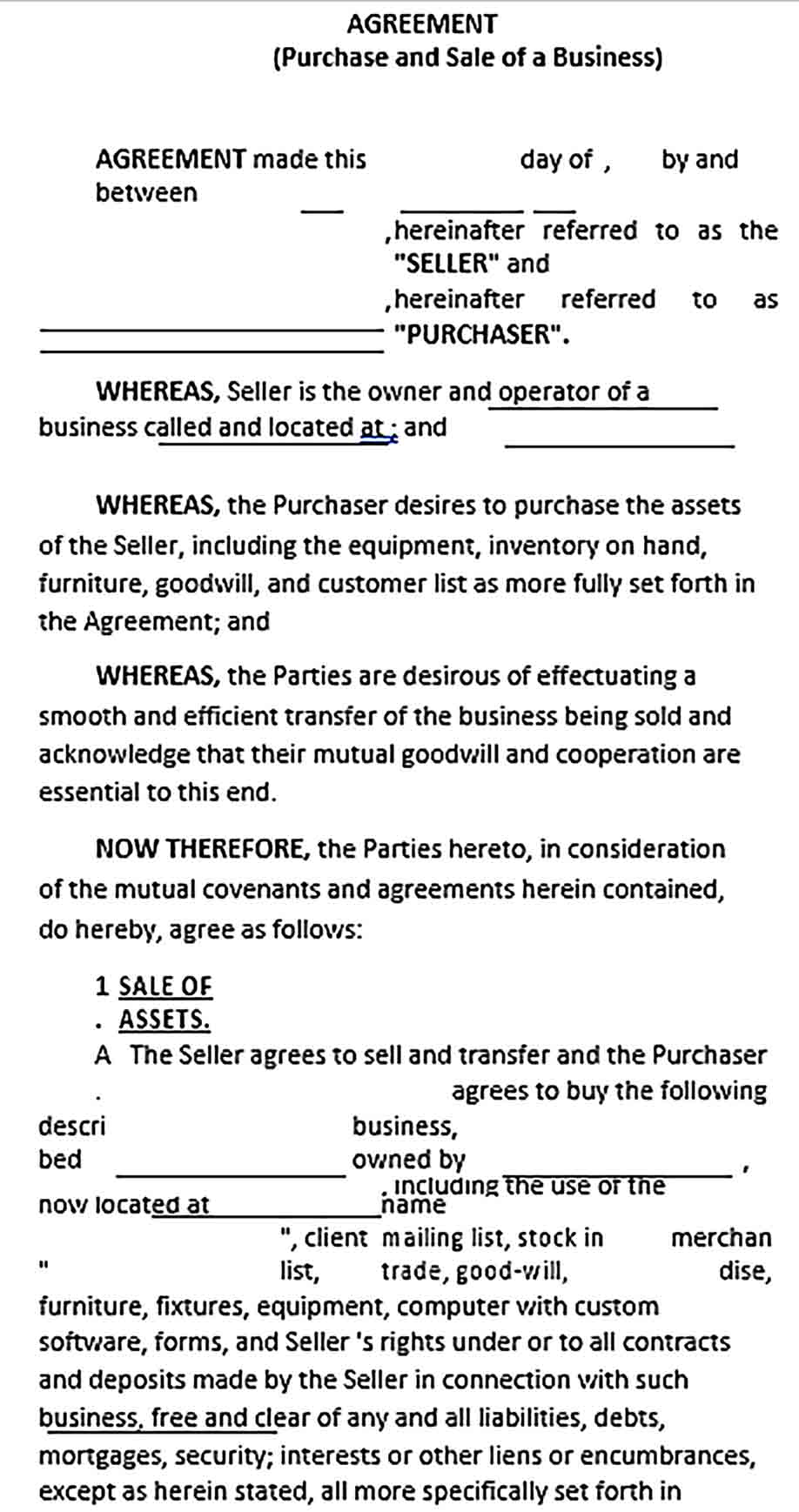 Sample Purchase Sale Agreement