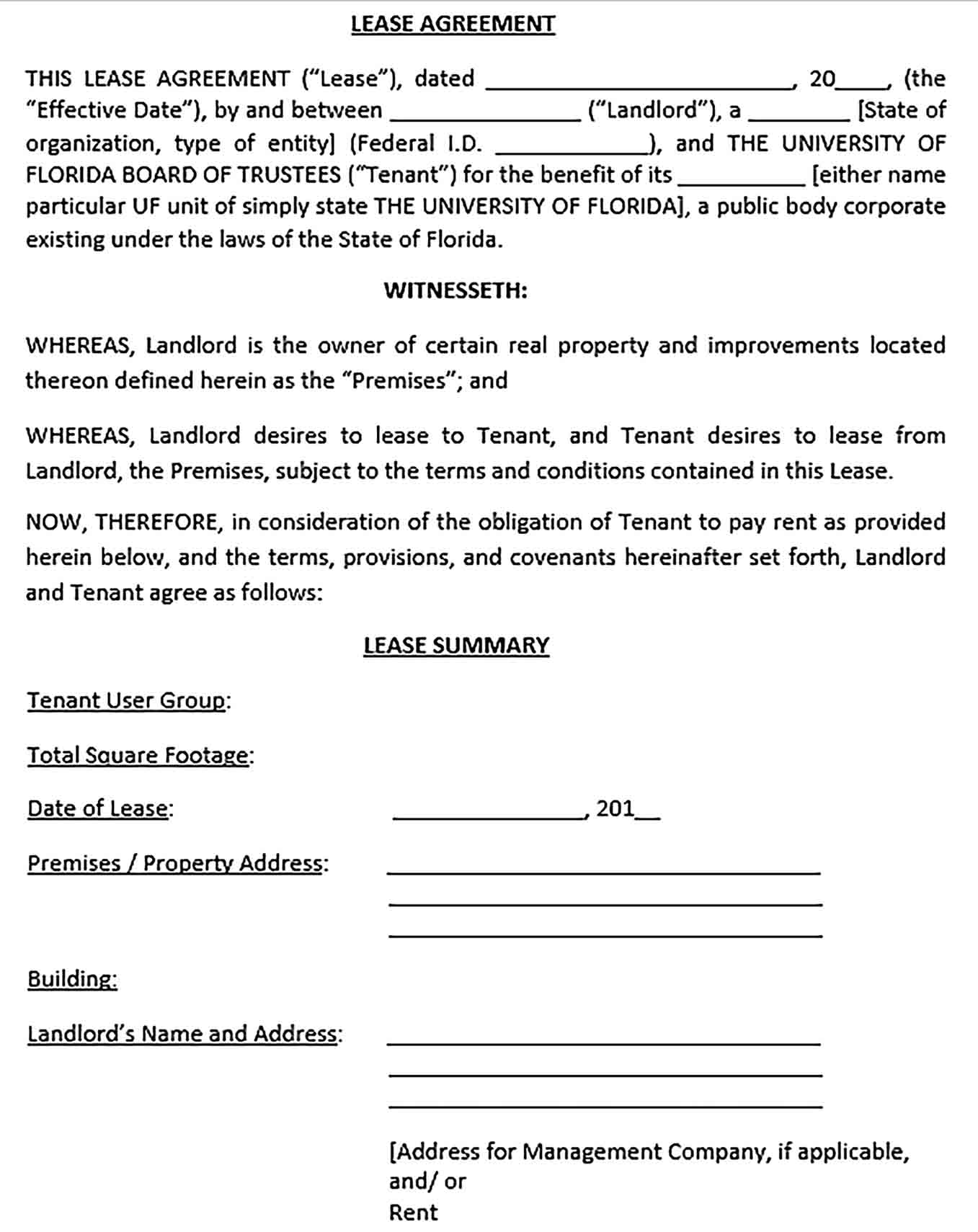 Sample Real Estate Lease Agreement