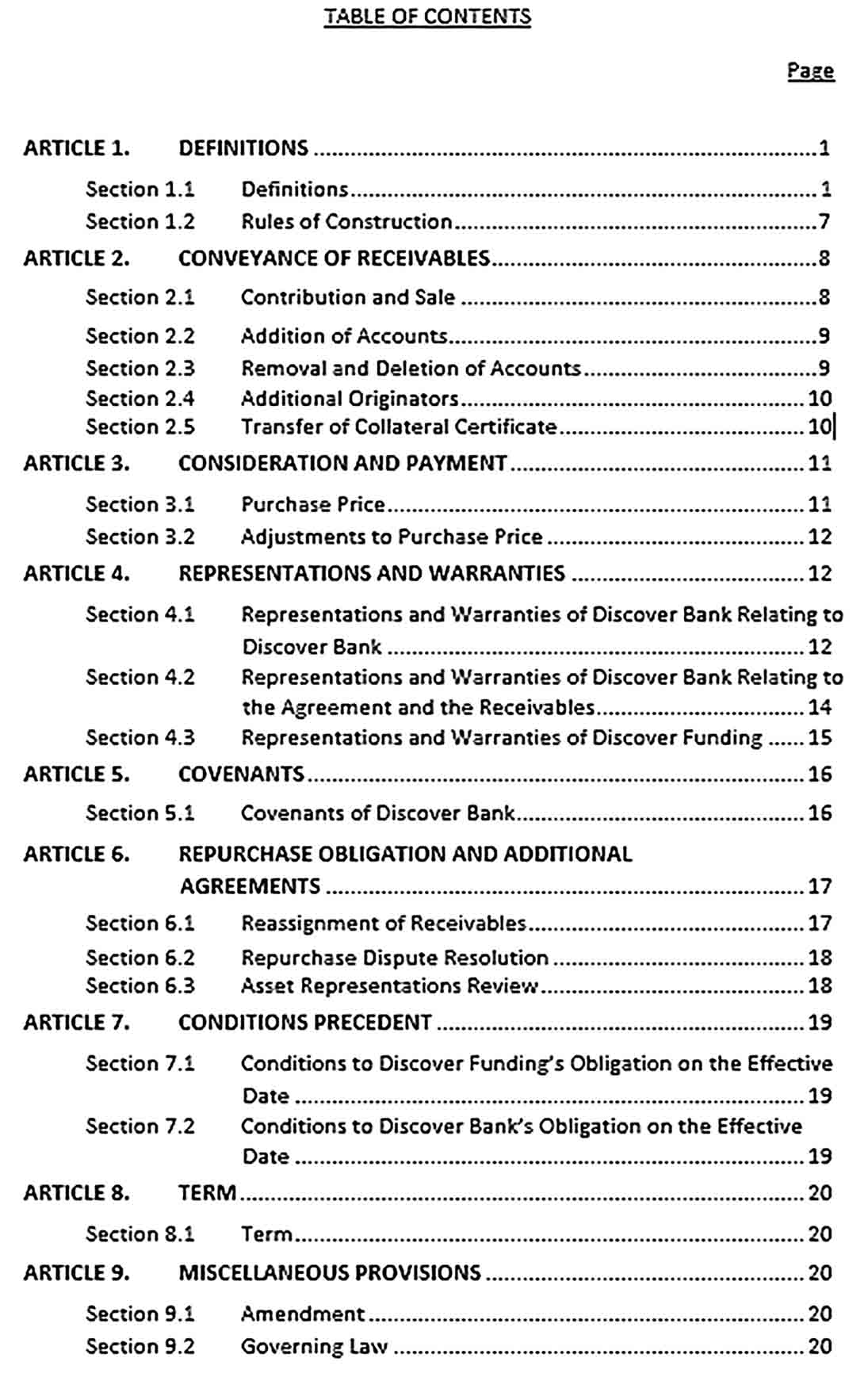 Sample Receivable Sales and Contribution Agreement