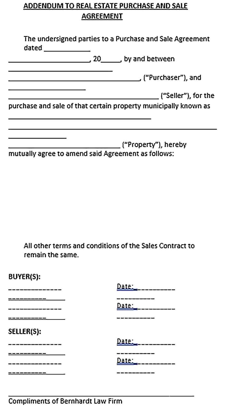 Sample Sales Addendum Agreement