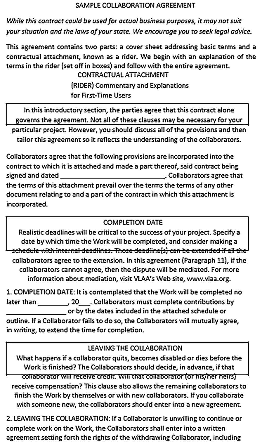 Sample Simple Collaboration Agreement