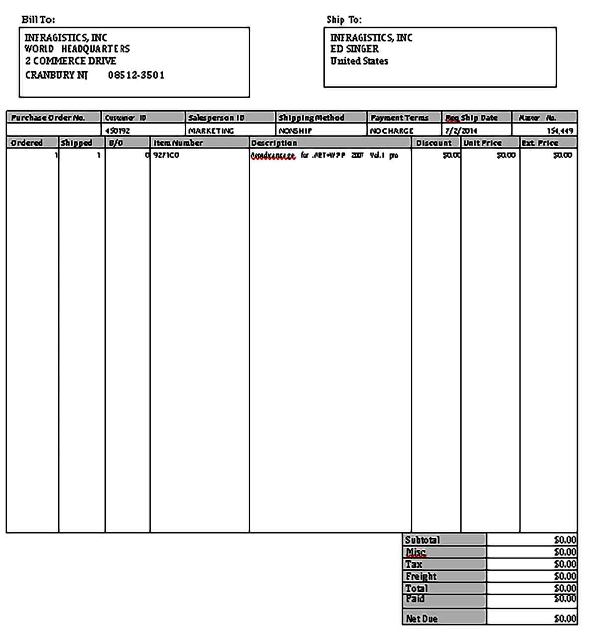 Templates Blank Invoice Form Example