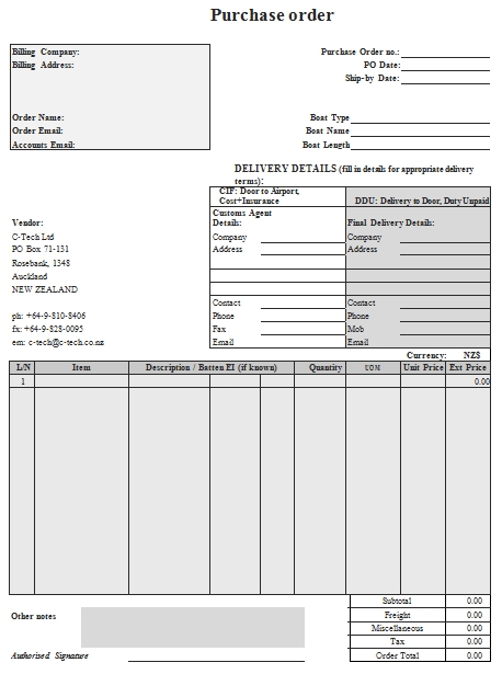 Templates Blank Purchase Order Example