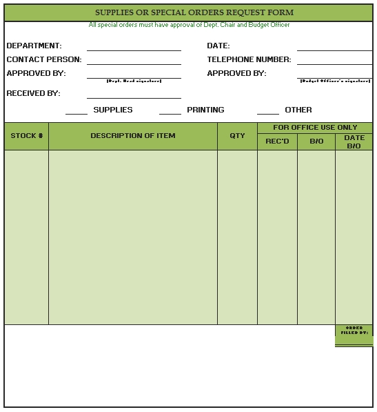 Templates Blank Supply Order Request Form Example 1