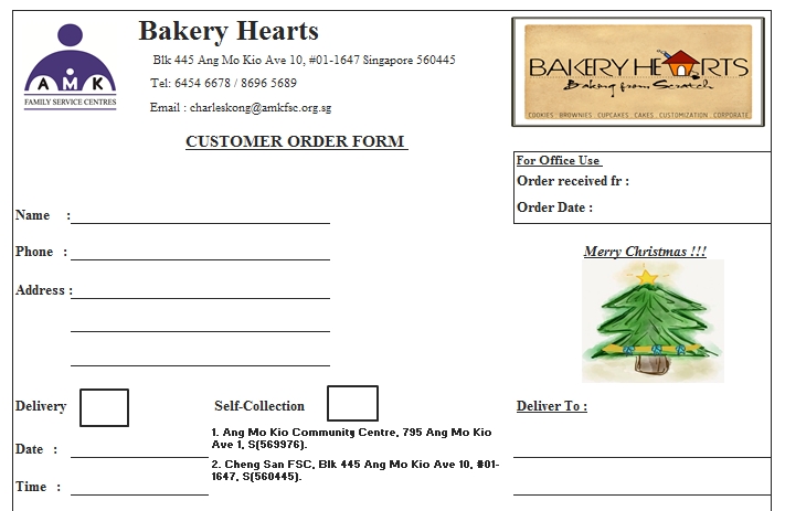 Templates Christmas Bakery Order Forms Excel Example