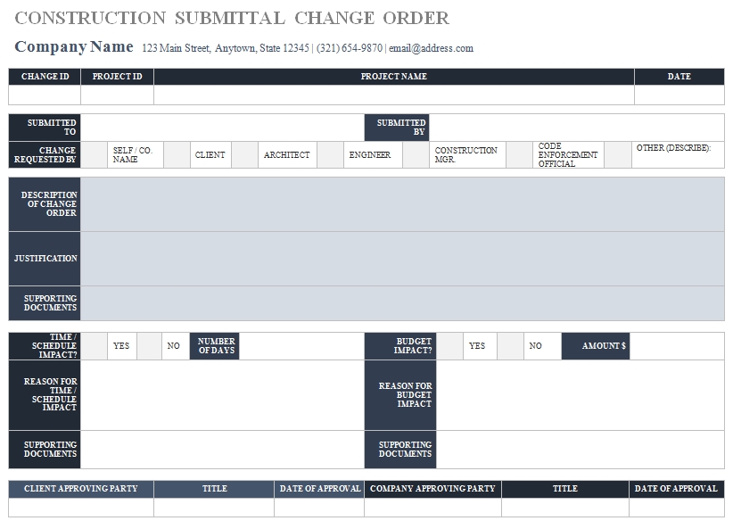 Templates Construction Submittal Order 2 Example