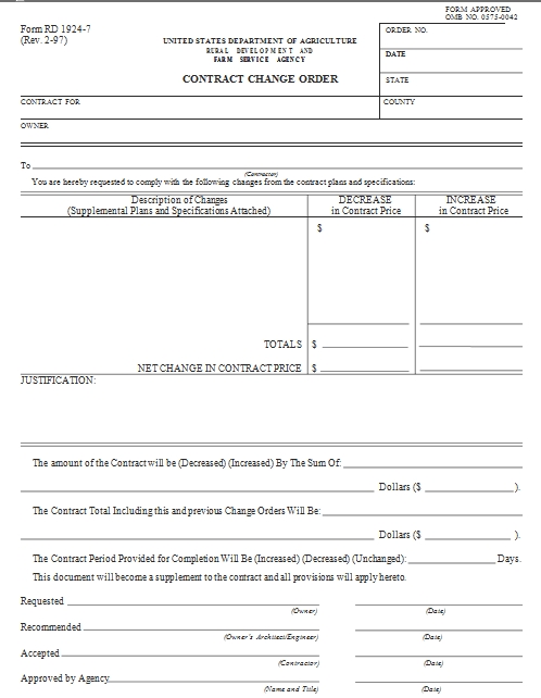 Templates Contract Change Order Example