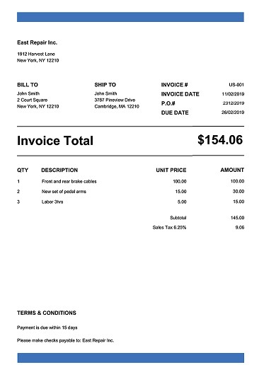Templates Contract Invoice Example