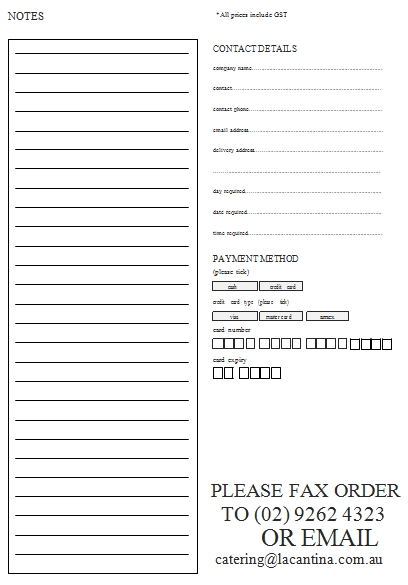 Templates Corporate Catering Order 4 Example